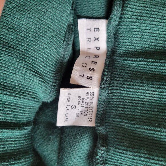 Vintage Express Tricot Green Knit Maxi Skirt S Polyester Cotton Blend - Picture 5 of 6